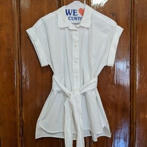 J.CREW Button-front tie-waist top in cotton poplin